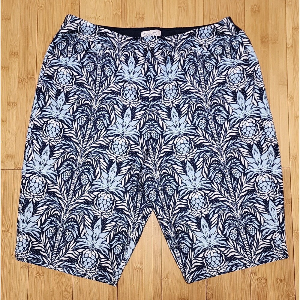 Tommy Bahama Everyday Active Shorts Womens Large Blue Pineapple Print Stretch